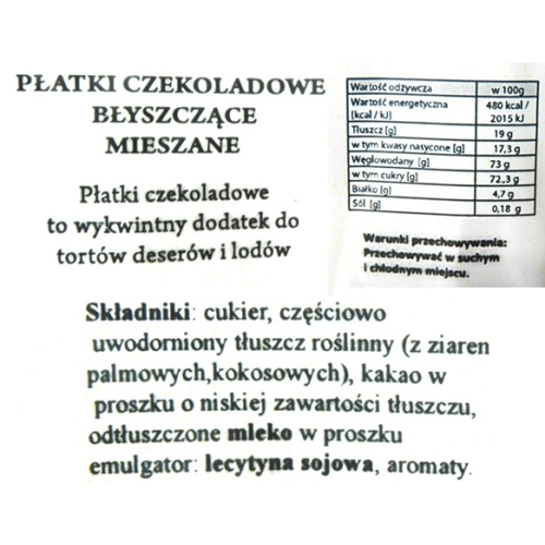 POSYPKA NA TORT płatki czekoladowe CZEKOLADA MIX dekoracje na babeczki 60g